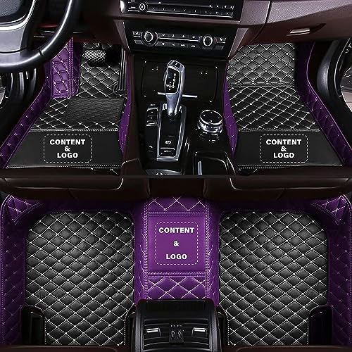 Custom Making Car Floor Mats for 97.5% Car Model Luxury Leather All Weather Waterproof Anti-Skid Full Coverage Liners (Black and Purple) - color: Black and Purple