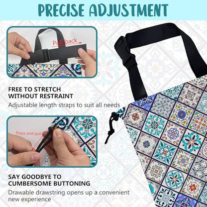 Car Garbage Bag Abstract Portuguese Tiles Drawstring Car Trash Bag Hanging for Back Seat with Adjustable Buckle Canvas Vehicle Trash Can Easy-to-Install - color: Abstract Portuguese Tiles