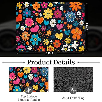 Car Trunk Mat - Universal Size 29" x 39", Floral Pattern Cargo Liner, Car Accessory for SUVs/Sedan/Wagons, Durable Protective Mat, Trunk Liner for Families/Travel Enthusiasts (Flowers-3)
