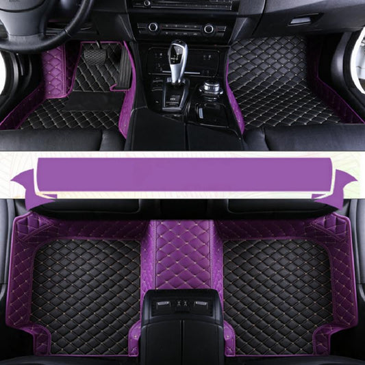 Customized Personalized car Floor mats, All-Weather Anti Slip and Waterproof Leather car Floor mat Set, 99.98% Customized Floor mats for Cars, Trucks, and SUVs (Edge Purple Medium Black Beige) - color: Edge Purple Medium Black Beige