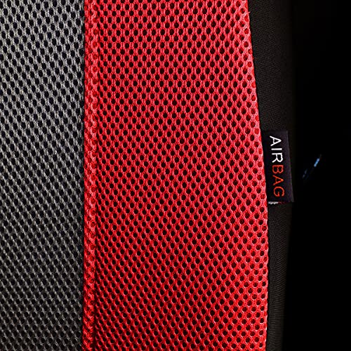 Flying Banner car seat Covers Full Set All Air Mesh Breathable Man Lady Airbag Compatible Rear Bench Split 40/60 50/50 60/40 Truck Pick Up (Full Set - Low Back, Black Gray Red) - color: Black Gray Red
