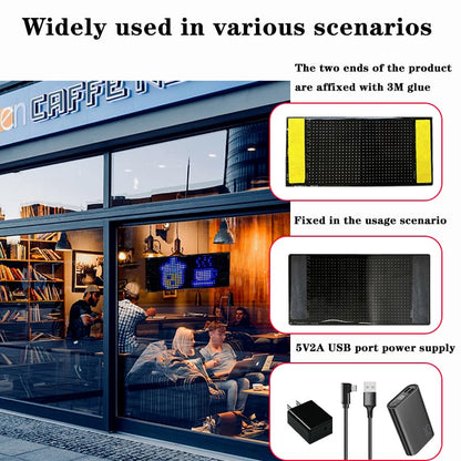 LED Sign for Car Taxi, 7''x3'' Flexible LED Matrix Panel USB 5V Bluetooth APP Control DIY Programmable Scrolling Display, Custom Neon Sign for Windshield Motor Party Festival Bar Store Business Advertising