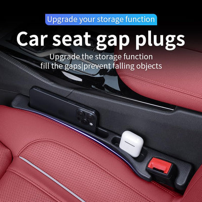 Car Seat Gap Filler Organizer, Universal Fit, Black, PU Leather, 2 Pack with Storage Pockets