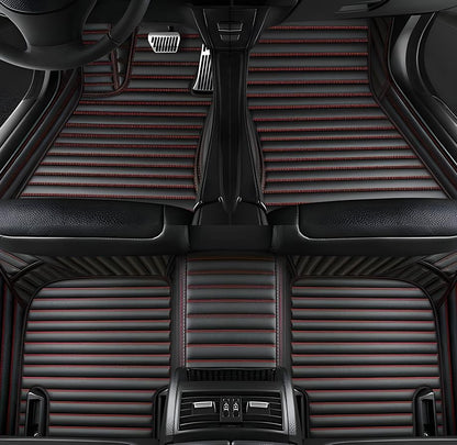 Customize Car Floor Mats for 99% Sedan SUV Sports Car All Weather Leather Full Coverage Waterproof Non-Slip Vehicle Lining Pads (Black and red Stripes) - color: Black and red stripes