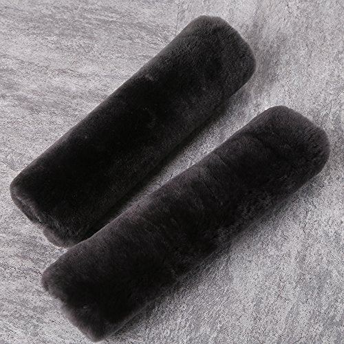OGLAND 2 Pack Automotive Authentic Sheepskin Car Seat Belt Pads, Soft Shoulder Pad, Neck Cushion Protector, Genuine Natural Merino Wool (Carbon Black) - color: Carbon Black, size: Shearling Wool