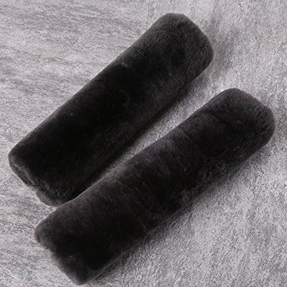 OGLAND 2 Pack Automotive Authentic Sheepskin Car Seat Belt Pads, Soft Shoulder Pad, Neck Cushion Protector, Genuine Natural Merino Wool (Carbon Black) - color: Carbon Black, size: Shearling Wool
