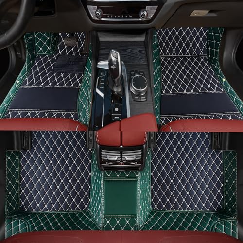 Customized car Floor mats are Suitable for 99% of Vehicle Models (sedans/Trucks/SUVs), Anti-Slip Floor mat Leather Set Provides Comprehensive Protection for the Original car Carpet. (1Green) - color: 1Green