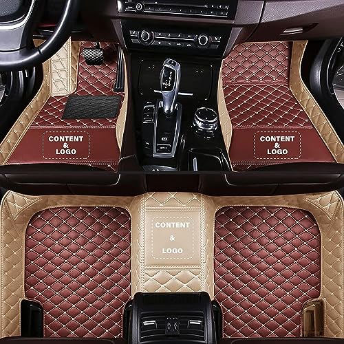 Custom Making Car Floor Mats for 96.5% Sedan SUV Sports Car Full Coverage Cute Men Women Pads Protection Non-Slip Leather Floor Liners (Brown and Beige) - color: Brown and Beige