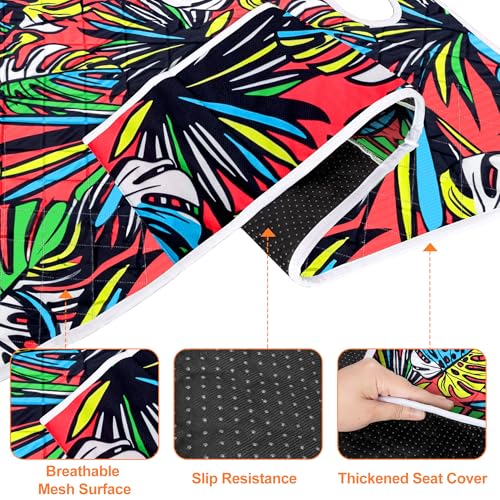 Golf Cart Seat Covers, Universal Golf Cart Seat Towel Blanket with 4 Front Pockets & Nonskid Bottom Fits for EZGO, Yamaha, Club Car and More 2 Person Seats Golf Carts - color: ‎Red banana leaf