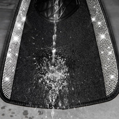 CAR PASS Bling Diamond Car Mats Shining Carpet Crystal Rhinestones Sparkly Glitter Floor Mats with Anti-Slip PVC Heel Pad Universal for Automotive SUV, Sedan, Van, 3pcs for Girl Women, Black Silver - color: Black Silver