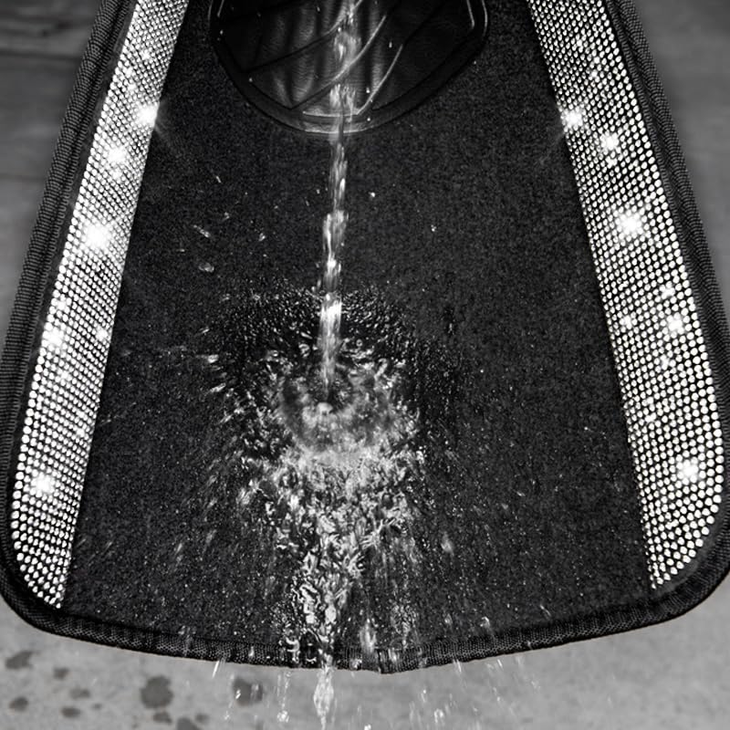 CAR PASS 3 Row Bling Diamond Car Mats Shining Carpet Rhinestones Sparkly Glitter Floor Mats Anti-Slip PVC Heel Pad Universal for Automotive SUV,Sedan,Van, 3rd Row 2 Rear for Girl Women, Black Silver - color: Black White