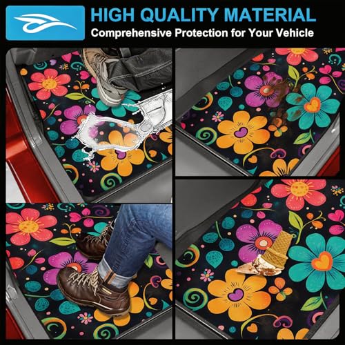 Automotive Floor Mats 5 Pcs, Universal Car Floor Mats,Floral Car Mats, Flower Car Accessory for SUVs/Sedan/Wagons, Durable Protective Mat, Trunk Liner for Families/Travel Enthusiasts - style: Bundle99