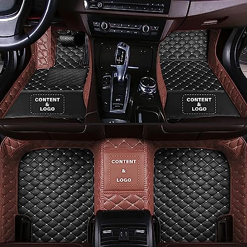 Custom Making Car Floor Mats for 97.5% Car Model Luxury Leather All Weather Waterproof Anti-Skid Full Coverage Liners (Black and Light Brown) - color: Black and Light Brown