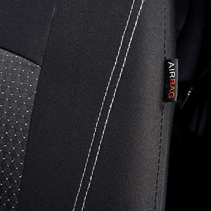 Flying Banner Car Seat Covers Full Set Universal fit Most Car,Truck,SUV and Van Comfortable Airbag Compatible Jacquard & Polyester (Full Set - Low Back, Black) - color: Black