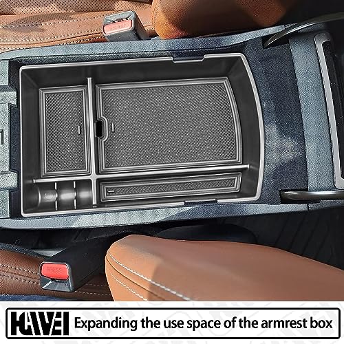 HGWEI Center Console Organizer Tray Compatible with Subaru Ascent 2019-2026 Insert Tray Storage Accessories Armrest Box Secondary Storage, ABS Material Interior Storage Box with Coin Holder, Black