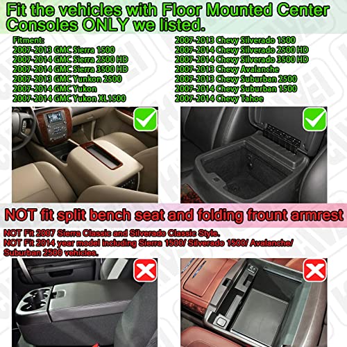 HGWEI Center Console Organizer Compatible with 2007-2014 Chevy Silverado GMC Sierra Avalanche Tahoe Suburban Yukon Yukon XL Accessories, Floor Mounted Center Console ONLY, White Trim - color: white