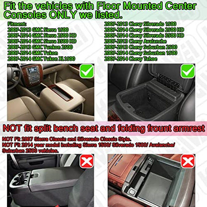 HGWEI Center Console Organizer Compatible with 2007-2014 Chevy Silverado GMC Sierra Avalanche Tahoe Suburban Yukon Yukon XL Accessories, Floor Mounted Center Console ONLY, White Trim - color: white
