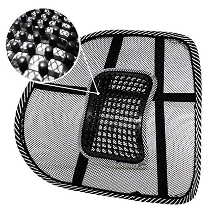 Black Lumbar Mesh Back Brace Support Office Home Car Seat Chair Ventilate Cool Cushion Pad with Massage | Breathable, Massage Beads for Ultimate Comfort (1 Piece)