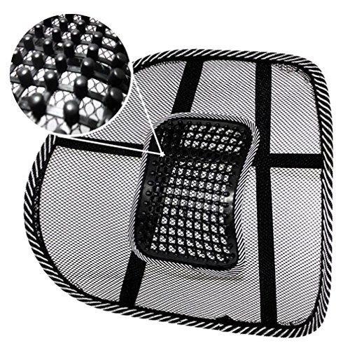 Black Lumbar Mesh Back Brace Support Office Home Car Seat Chair Ventilate Cool Cushion Pad with Massage | Breathable, Massage Beads for Ultimate Comfort (1 Piece)