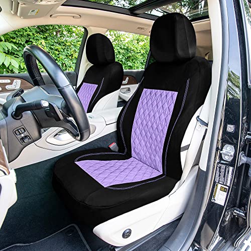 Universal Fit Diamond Stitched Flat Cloth Car Seat Covers Full Set - Purple - color: Purple