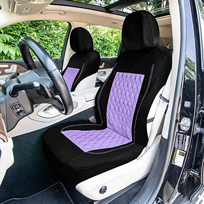 Universal Fit Diamond Stitched Flat Cloth Car Seat Covers Full Set - Purple - color: Purple