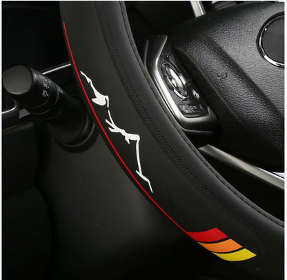 Premium Leather Steering Wheel Cover Compatible with Toyota Tacoma 4Runner Tundra Highlander Sequoia,Non-Slip, Breathable 15-16.5 inch