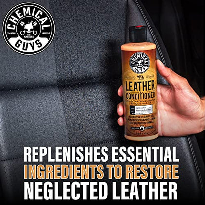 Chemical Guys HOL_113 Leather Lovers Kit for Leather Car Interiors, Furniture, Apparel, Shoes, Sneakers, Boots (Works on Natural, Synthetic, Pleather, Faux Leather and More) (5 Items), 16 oz, Black - size: 16 fl oz (Pack of 1), style: Leather Lovers Kit