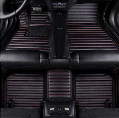 Custom Waterproof Leather Car Floor Mats Fit for Most Car SUV Truck & Sportscar All Weather Protection Vehicles (Black red Stripe) - color: Black red Stripe