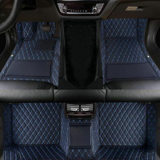 TAHALICustom Colors Car Floor Mats Black Pink for 99.9% Sedan SUV Sports， All-Weather Liners Car Floor mat，Luxury Leather Automotive Floor Mats (Black Blue-,3D Floor Mats) - color: Black Blue-