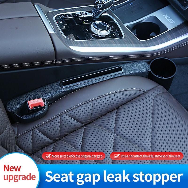 2 Pack Car Seat Gap Filler with Storage Box,Fill the Gap Between Seat and Console,Car Console Gap Filler,Prevent Things from Dropping,Convenient to Storage Keys and Phone(Black) - color: Black3