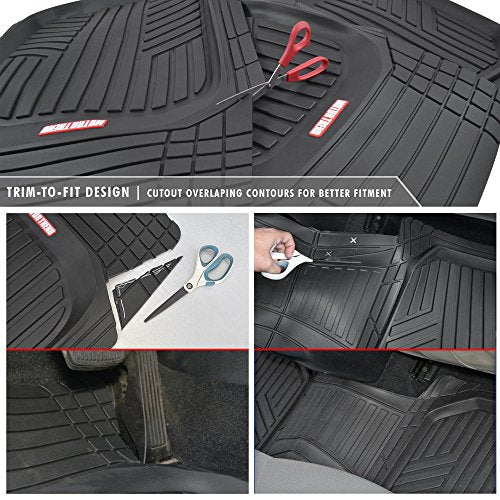 BDK FlexTough™ Contour Liners - Deep Dish Heavy Duty Rubber Floor Mats for Car SUV Truck & Van - All Weather Protection (Deep Dish 1)