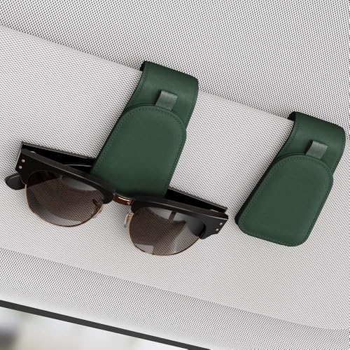 Sunglass Holder for Car Visor, Suede Cloth Magnetic Sunglass Organizer for Car Accessories, 2 Packs, Grass Green - color: Grass Green