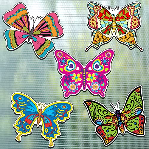 Eaasty 10 Pieces Butterfly Screen Door Magnets Double Sided Screen Door Magnets Stickers Magnetic Flexible Protector Decorative Multicolor for Window Patio Sliding Doors Protector(Colorful Style) - style: Colorful Style