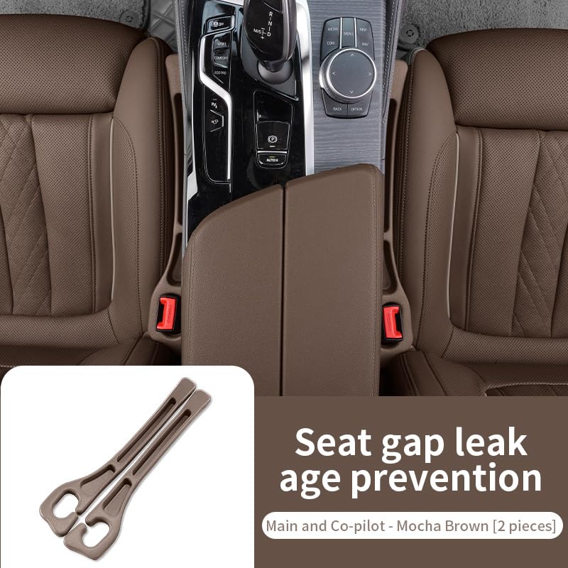 Car Seat Gap Filler 2 Pack, Universal Fit PU Leather Car Seat Gap Plug to Fill The Gap Between Seat and Console, Car Seat Crevice Blocker Stop Things from Dropping (Brown) - color: Brown