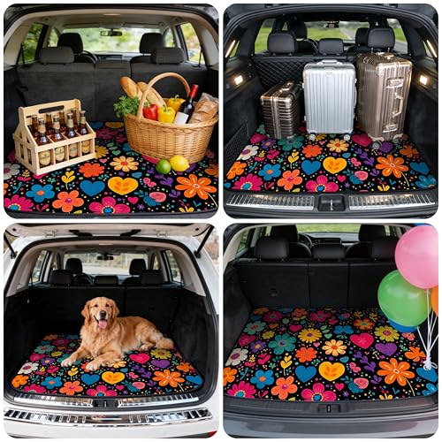 Car Trunk Mat - Universal Size 29" x 39", Floral Pattern Cargo Liner, Car Accessory for SUVs/Sedan/Wagons, Durable Protective Mat, Trunk Liner for Families/Travel Enthusiasts (flowers-10) - style: flowers-10