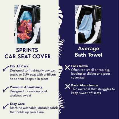 Sprints Prints Athletic Running Towel, Full-Sized, Car Seat Cover - Moisture Wicking (Midnight Mile) - color: Midnight Mile