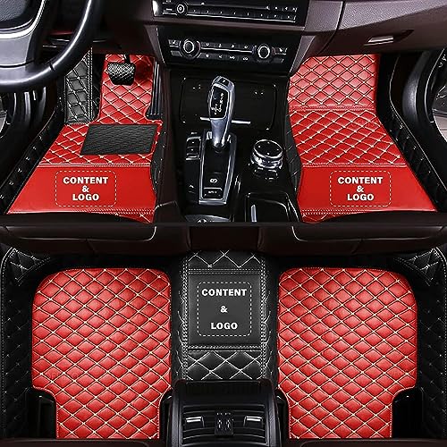 Custom Making Car Floor Mats for 97.5% Car Model Luxury Leather All Weather Waterproof Anti-Skid Full Coverage Liners (Black and red Color) - color: Black and red color