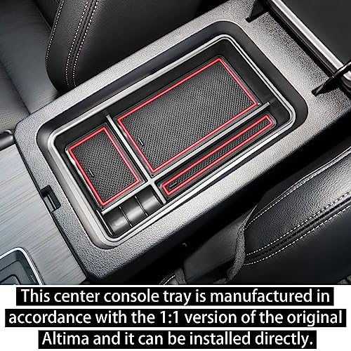 RUNROAD Center Console Organizer Tray Compatible with Nissan Altima 2019 2020 2021 2022 2023 2024 2025 Accessories, Insert Armrest Tray Secondary Storage Box Coin Holder Console Dividers, Red - color: Red