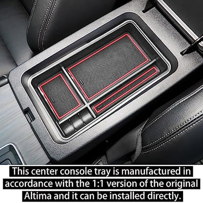 RUNROAD Center Console Organizer Tray Compatible with Nissan Altima 2019 2020 2021 2022 2023 2024 2025 Accessories, Insert Armrest Tray Secondary Storage Box Coin Holder Console Dividers, Red - color: Red