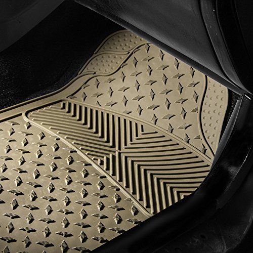 FH Group F11322 Classic Rubber Trimmable Floor Mats (Beige) Full Set - Universal Fit for Cars Trucks and SUVs
