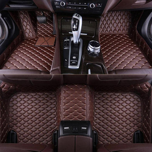 Custom All-Weather Protection Luxury Leather Floor Mats for Cars SUVs Trucks According Anti-Slip Leather Floor mats ﻿ (16,Dark Brown) - color: 16,Dark Brown