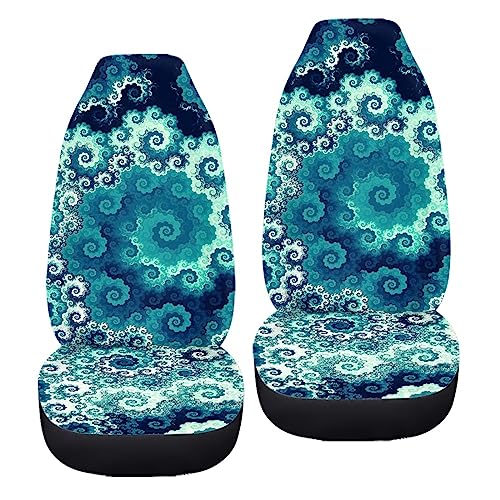 Howilath Blue Swirl Art Design Seat Covers for Women Men Car Seat Covers, 2pcs Car Accessories High Back Front Seat Covers - color: Blue Swirl