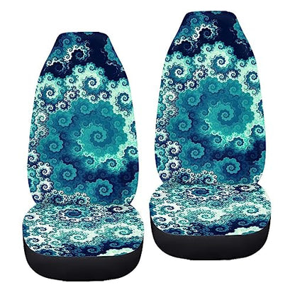 Howilath Blue Swirl Art Design Seat Covers for Women Men Car Seat Covers, 2pcs Car Accessories High Back Front Seat Covers - color: Blue Swirl
