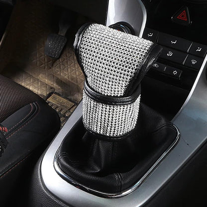 Bling Auto Gear Shift Knob Cover,Auto Shift Gear Cover with Crystal Glitter Bling Rhinestones,Car Knob Gear Stick Protector (Big White Diamond - size: Gear Shift （Big white diamond）