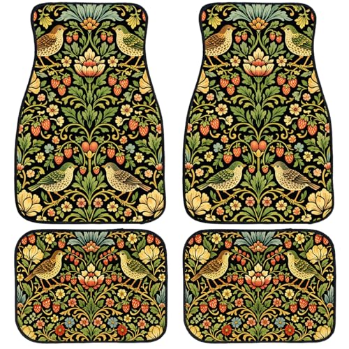 4 Piece William Morris Floral Car Floor Mats Full Sets Vintage Flower Automotive Foot Mats Rugs Carpet for Car Non-Slip Auto Car Accessories Universal Fit for Car SUV Truck Van - color: William Morris Floral