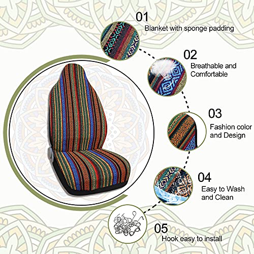 uxcell 7pcs Blanket Ethnic Style Bucket Seat Cover for Car Automotive
