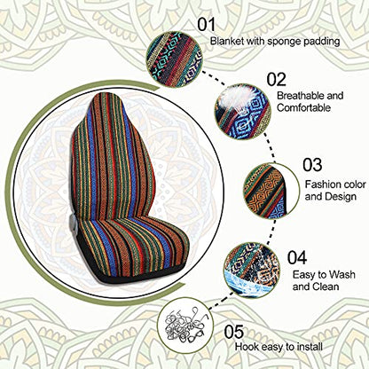 uxcell 7pcs Blanket Ethnic Style Bucket Seat Cover for Car Automotive
