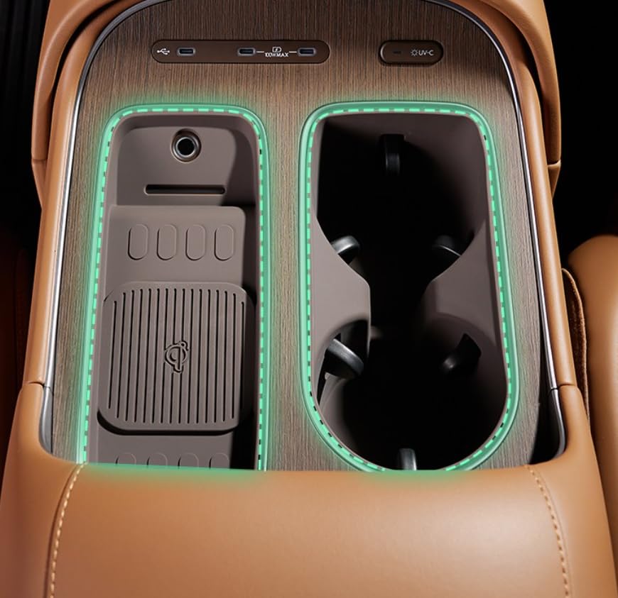 BIBIBO 2Packs for 2026 Hyundai Palisade Center Console Cup Holder 2026 Hyundai Palisade Console Wireless Charging Mats & Console Cup Holder Insert 2026 Palisade Silicone Console Tray 2026 Palisade - color: Black-(Cup Holder+Charging Mats)