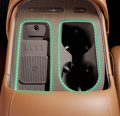 BIBIBO 2Packs for 2026 Hyundai Palisade Center Console Cup Holder 2026 Hyundai Palisade Console Wireless Charging Mats & Console Cup Holder Insert 2026 Palisade Silicone Console Tray 2026 Palisade - color: Black-(Cup Holder+Charging Mats)