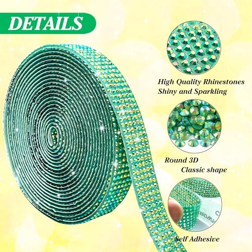 Self Adhesive Green AB Rhinestone Ribbon Crystal Strips, 3 Yards Bling Christmas Resin Rhinestone Diamond Sticker for DIY Crafts,Wedding,Halloween Christmas Party(Green AB) - color: Green AB
